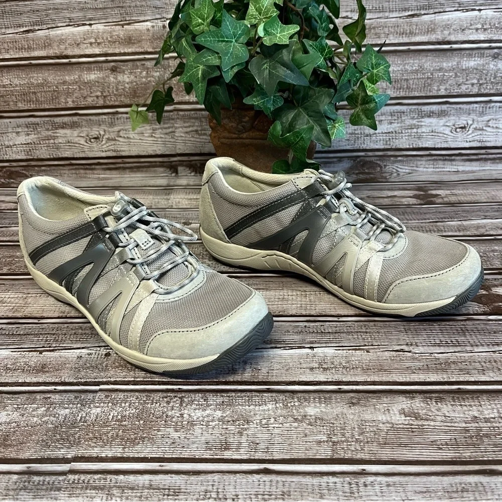 Dansko Henriette Gray Tan Suede Leather Sneaker Size 38 - Picture 2 of 13